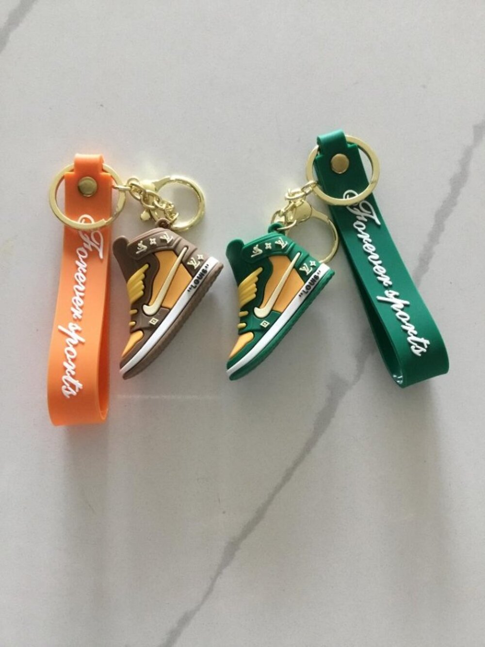 Forever Sports Retro High Tops Keychain Bag Charm Set of 2-$15-1 Brown, 1 Orange
